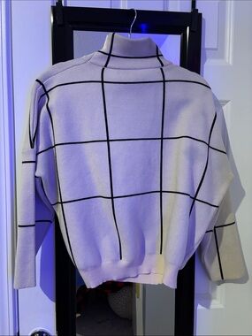 Chicwish Cream Mock Neck Grid Sweater